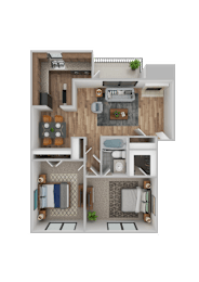 2 Bed Floorplan at Lexington on the Green, Raleigh, North Carolina
