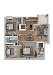3 Bed Floorplan at Lexington on the Green, Raleigh, NC, 27604