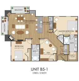2 bed 2 bath B5 Floor Plan at Hidden Creek, Maryland, 20877