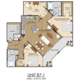 2 bed 2 bath B7 Floor Plan at Hidden Creek, Maryland, 20877