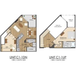 3 bed 2 bath C1 Floor Plan at Hidden Creek, Gaithersburg, MD