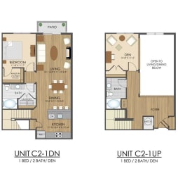 3 bed 2 bath C2 Floor Plan at Hidden Creek, Gaithersburg, Maryland