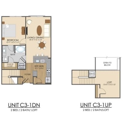 3 bed 2 bath C3 Floor Plan at Hidden Creek, Gaithersburg, 20877
