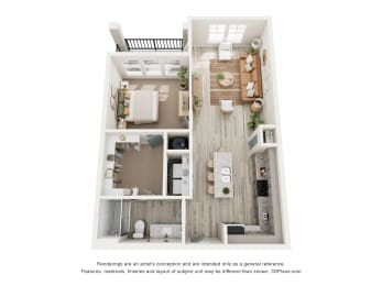 One Bedroom Floor Plan at The Parker Leland, Leland, NC.