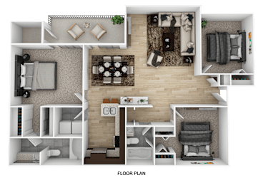 3x2 floorplan at The Chase, Burlington, NC