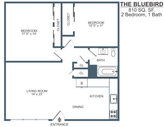 2 bedroom, 1 bath apartment at Madison Flats, Madison, TN.