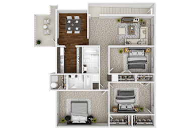 The Spruce Garden Floor Plan at The Highlands Apartments, Charlotte, NC, 28217