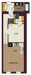 the floor plan of a house with a bedroom and a living room