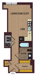 a floor plan of a bedroom with a bathroom and a closet