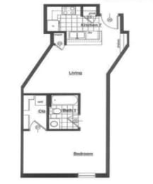 elegant floor plan  studio apartments at the galleria