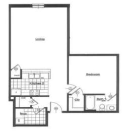 an illustration of the second floor floor plan of an apartment