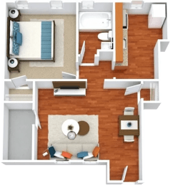  Floor Plan 1 Bedroom 1 Bath