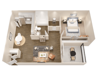a1 floor plan  1 bedroom with 2 baths  129