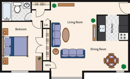 1 Bedroom 1 Bath