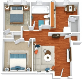  Floor Plan 2 Bedroom 1 Bath