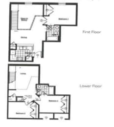 figuring out a floor plan for an apartment with bedrooms and a bathroom