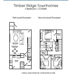  Floor Plan 3 Bedroom 2.5 Bath Townhome