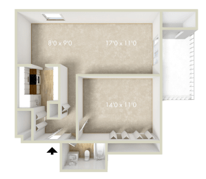  Floor Plan 1BR 1BA 759SQFT 80%