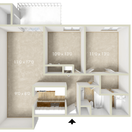  Floor Plan 2BR 1.5BA 977 SQFT 80%