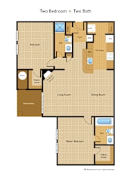 the floor plan of two bedroom two baths