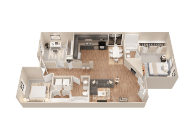 a1 floor plan  1 bedroom with 2 baths  1192 square feet