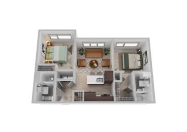 a bedroom floor plan with a living room and a dining room