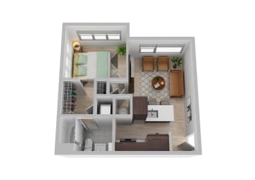 bedroom floor plan an open concept living room and kitchen with a dining room