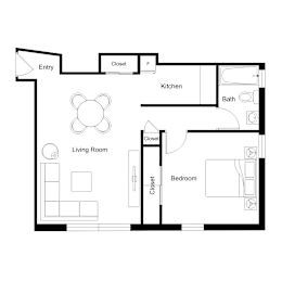 A black and white image of a floor plan for a home.