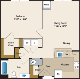 a floor plan of a living room with a kitchen and a dining room