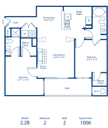 2BR 2BA 1006 sq ft