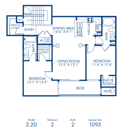 2BR 2BA 1093 sq ft
