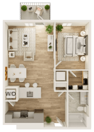 a 1 bedroom floor plan  wd apartments