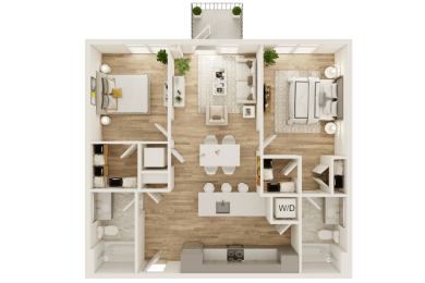a1 floor plan  1 bedroom with 2 baths