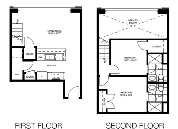 a floor plan of a house with two different floors