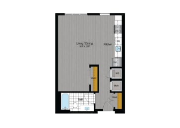 floor plan of studio apartment with roommates