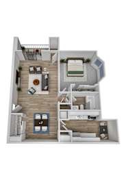  Floor Plan Renovated One Bedroom
