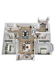 a 3d floor plan of a bedroom apartment