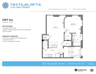  Floor Plan A1 - 1 Bedroom 1 Bath