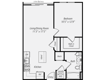 1 BR 1 BA - Juliet