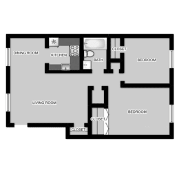  Floor Plan 2 Bedroom 1 Bath