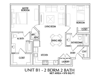 2 bedroom 2D Floorplan-Oleanders at Broadway