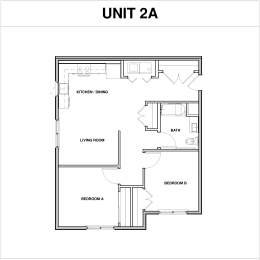 2 Bedroom 2 Bath 2D Floorplan-Parque Vista, Los Angeles, CA