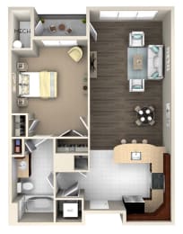 1BA Floor Plan at The Beacon at Waugh Chapel, Gambrills, Maryland