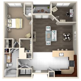 1BA Davenport Floor Plan at The Beacon at Waugh Chapel, Maryland, 21054