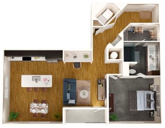 a floor plan of a house with a bedroom and a living room