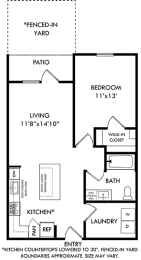 a floor plan of a house with a kitchen and a living room