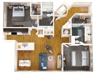 a floor plan of a house with a bedroom and a living room