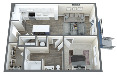a 3d floor plan of a 2100 sq ft house