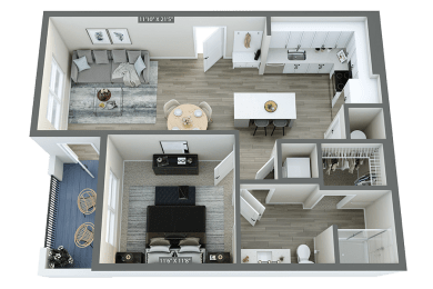 a floor plan of a house with a bedroom and a living room
