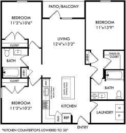 a floor plan of a house with two bedrooms and a bathroom